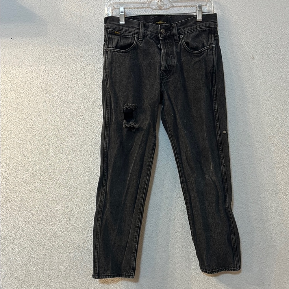 RVCA Black Skinny Jeans with Distressed Details
